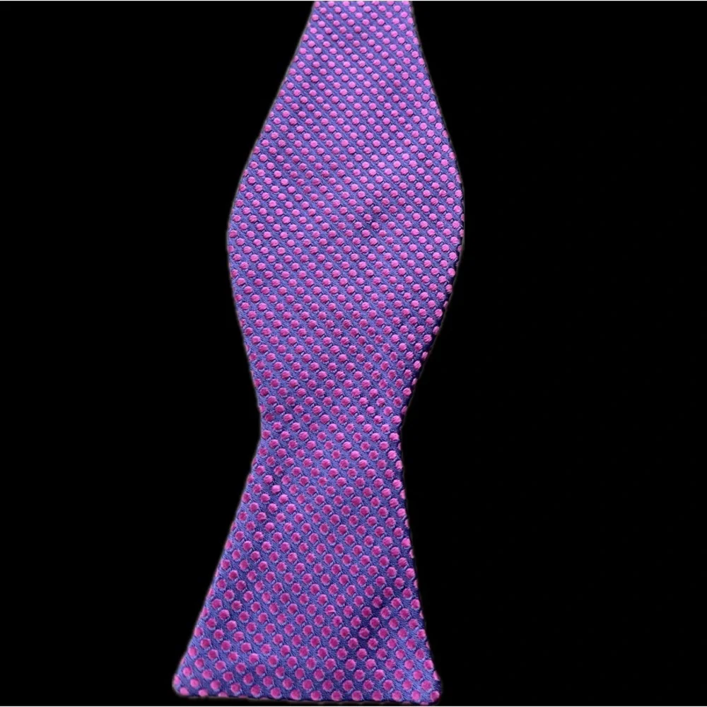 🟣🩷 Adjustable Self-Tie Bow Tie by Ted Baker | Purple with Pink Dots - Picture 13 of 17